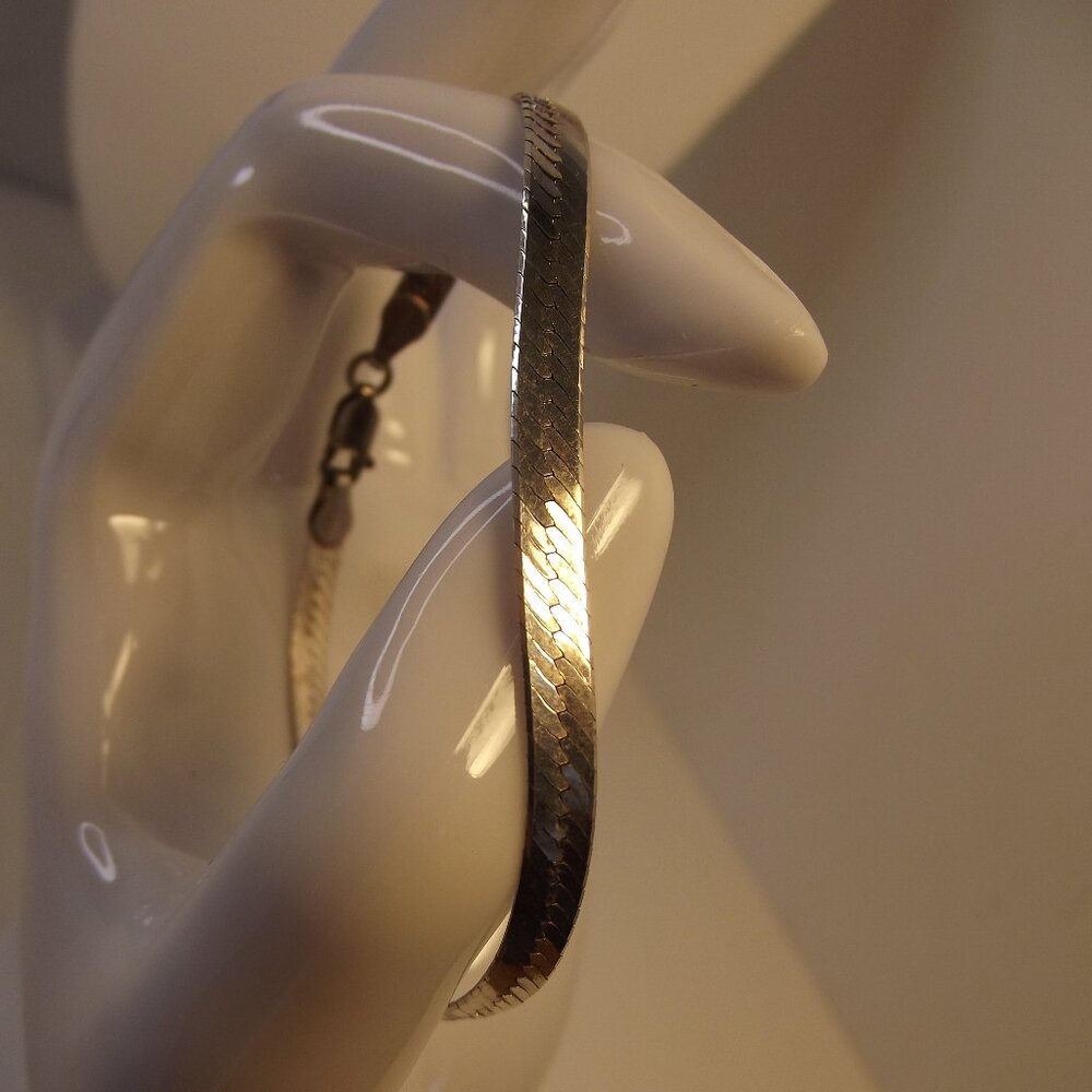 Vintage 925 Italy Silver Herringbone Bracelet 7 inches